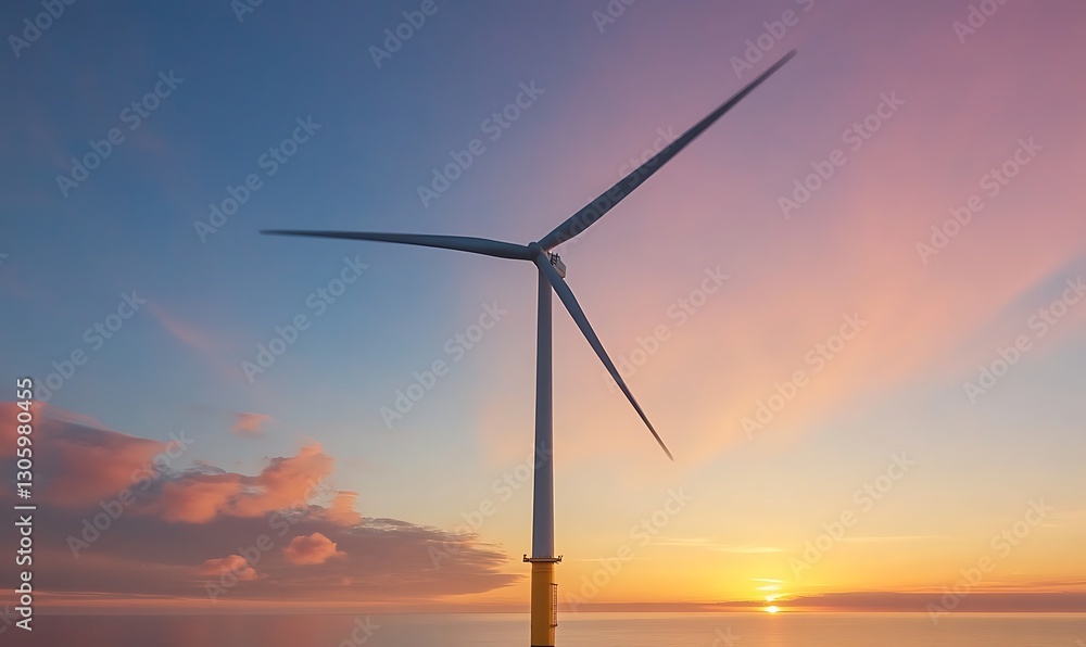 Offshore wind turbines spinning in the ocean, showcasing renewable energy in a scenic coastal environment. Offshore wind turbines spinning in the ocean, showcasing renewable energy in a scenic coastal environment.