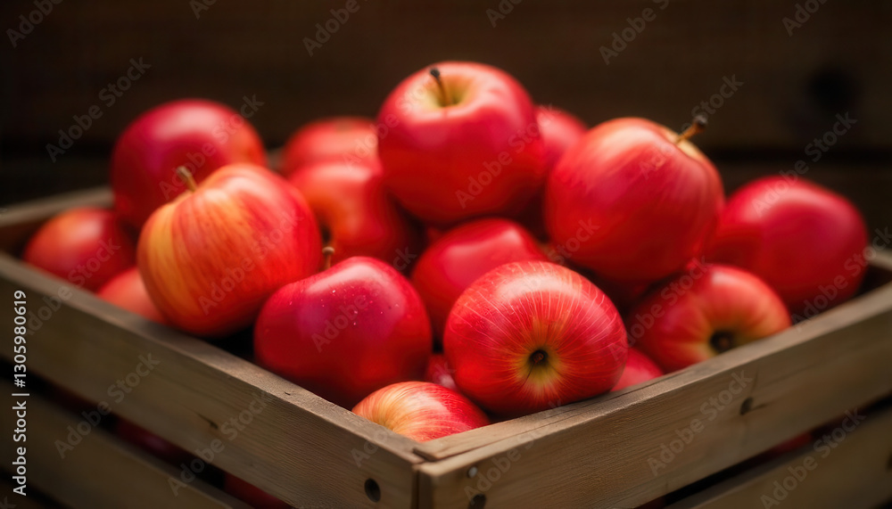 Harvesting fresh red apples in a rustic crate farm setting photography natural light close-up view Harvesting fresh red apples in a rustic crate farm setting photography natural light close-up view