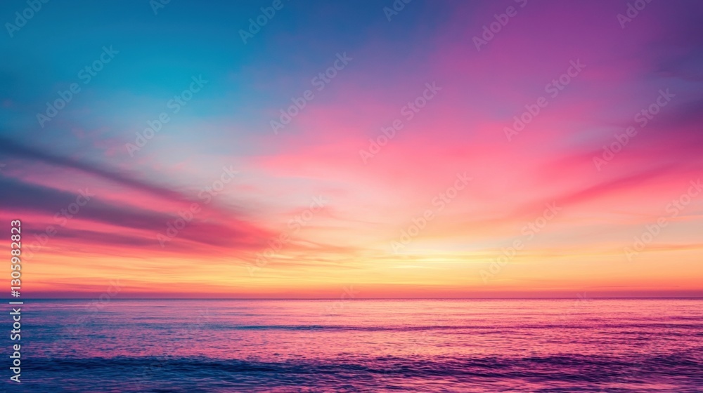 Fototapeta premium Beautiful sunset over the ocean with vibrant colors. A serene and peaceful scene.
