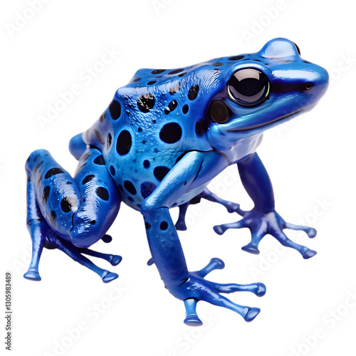 Vibrant Blue Poison Dart Frog Isolated Transparent Background