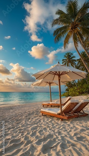 tropical beach with palm trees