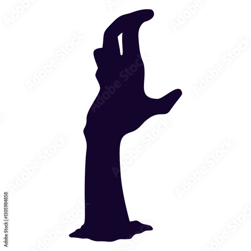 Halloween Zombie Hand Silhouette. Isolated on White Background.