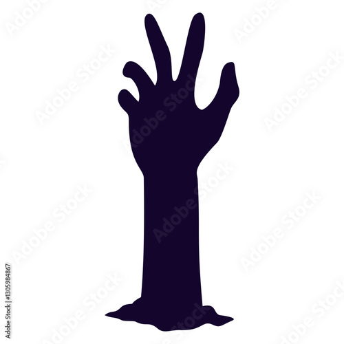 Halloween Zombie Hand Silhouette. Isolated on White Background.