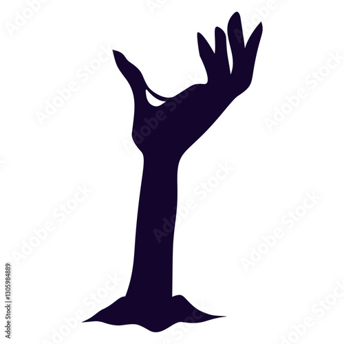 Halloween Zombie Hand Silhouette. Isolated on White Background.