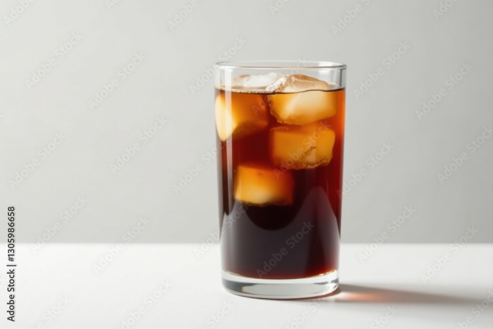 Refreshing Iced Coffee in a Tall Glass with Ice Cubes Refreshing Iced Coffee in a Tall Glass with Ice Cubes