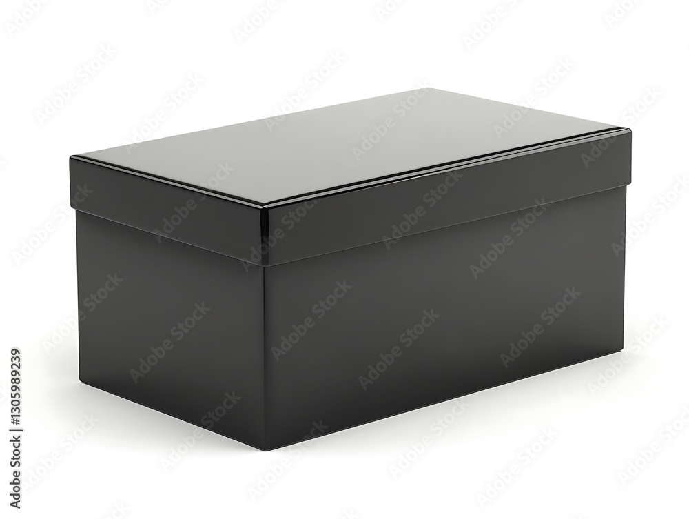 Unboxing a sleek black storage container minimalist style product photography studio setting Unboxing a sleek black storage container minimalist style product photography studio setting