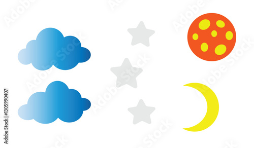 Night Sky with Clouds and Moon