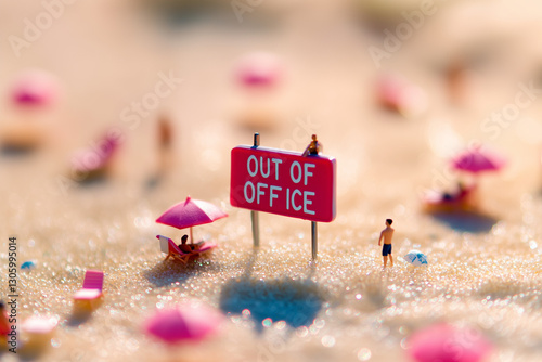 Tiny figurines relaxing on a giant 