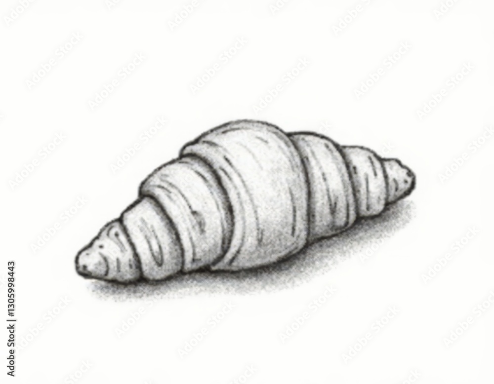 an AI Image Generator, Illustration of a Croissant with Detailed Shading