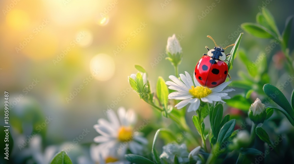 Beautiful cute ladybug with flower in Spring. Beautiful cute ladybug with flower in Spring.