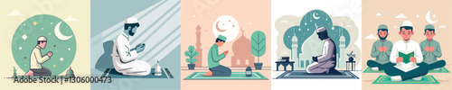 Vector image of Muslim man praying