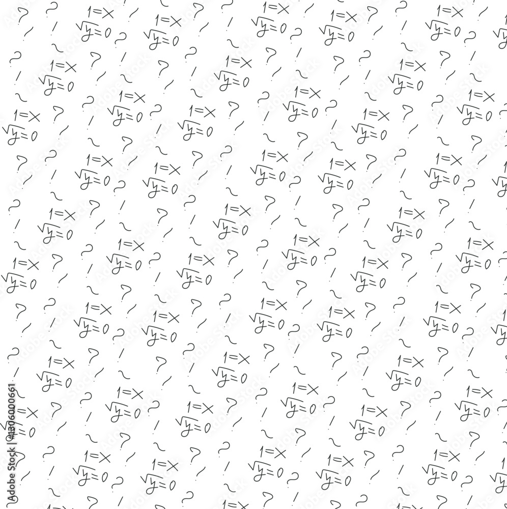 Art & Illustration with many question marks, exclamation marks, mathematical signs and numbers Art & Illustration with many question marks, exclamation marks, mathematical signs and numbers