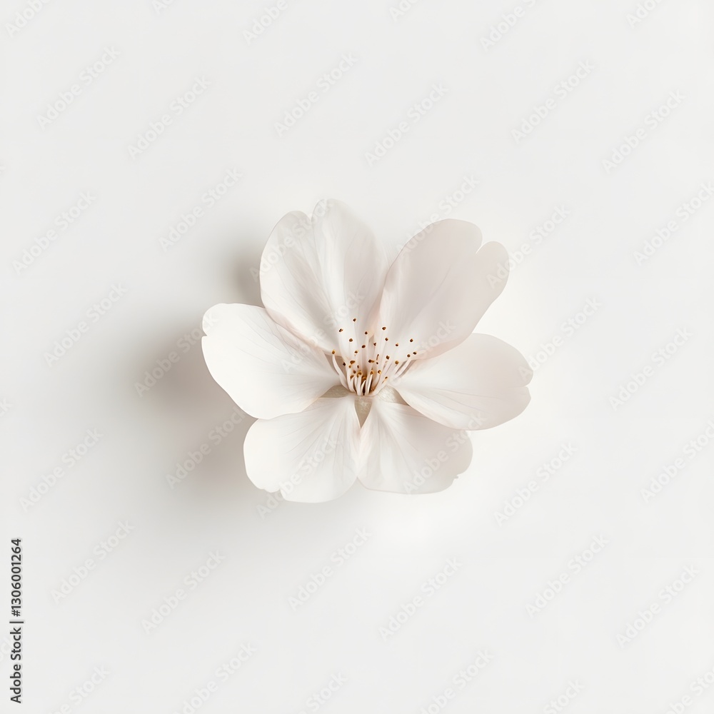 Delicate White Flower Bloom in Soft Natural Lighting on Plain Background Delicate White Flower Bloom in Soft Natural Lighting on Plain Background
