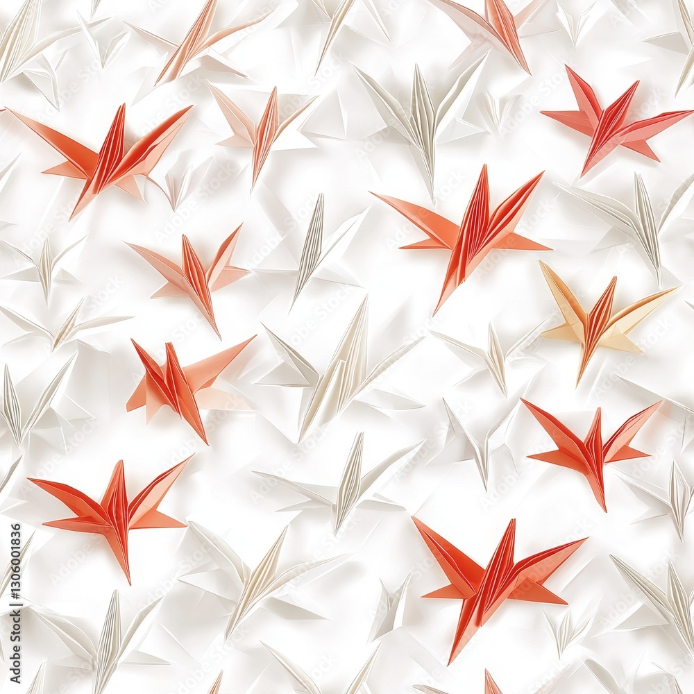 Obraz premium Seamless pattern of origami birds wallpaper for home decor minimalist design light background aesthetic vibe