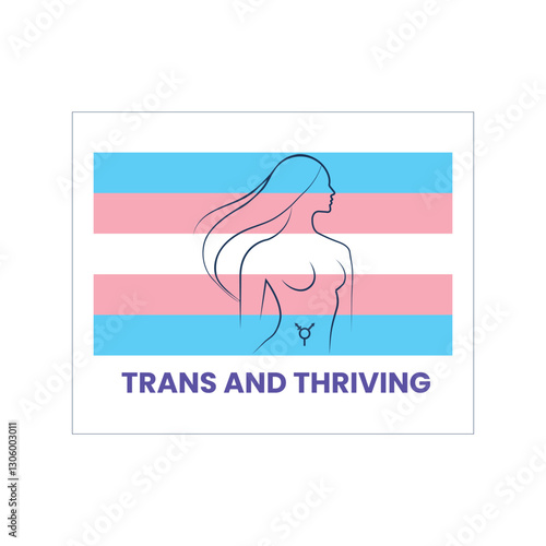 Trans and Thriving – Minimalist Line Art with Trans Pride Flag