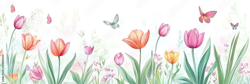 Naklejka premium Beautiful tulip flower in Spring.