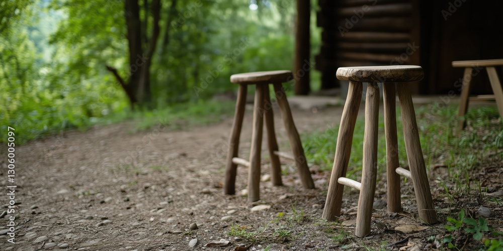 The image features two rustic wooden stools nestled in a natural setting, surrounded by greenery, evoking a sense of simplicity and connection with nature. The image features two rustic wooden stools nestled in a natural setting, surrounded by greenery, evoking a sense of simplicity and connection with nature.
