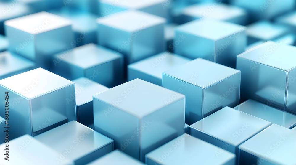 Abstract 3D Cubes Blue Shiny Geometric Background Abstract 3D Cubes Blue Shiny Geometric Background