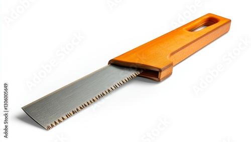 Orange handled Japanese utility saw on white background photo