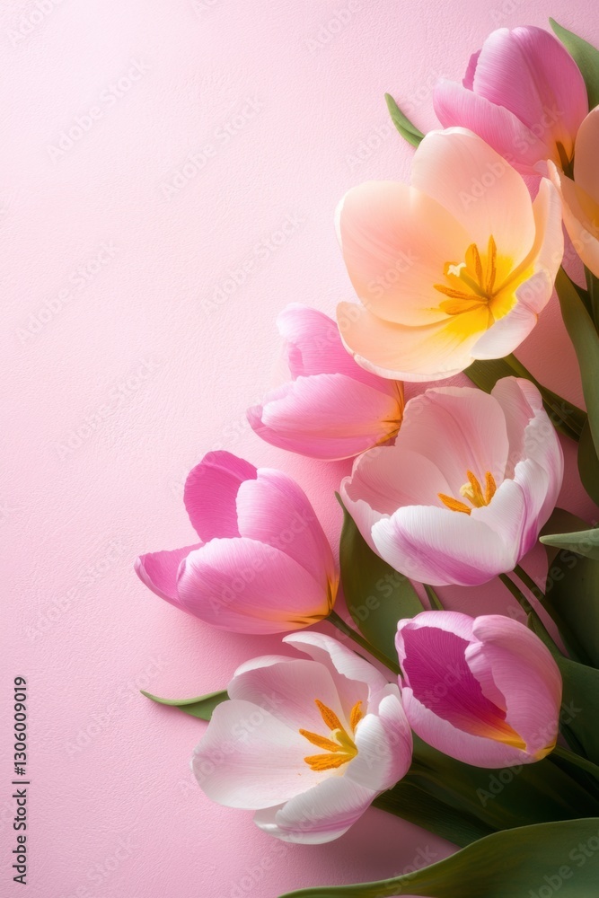 Beautiful background template made of Spring flowers. Beautiful background template made of Spring flowers.