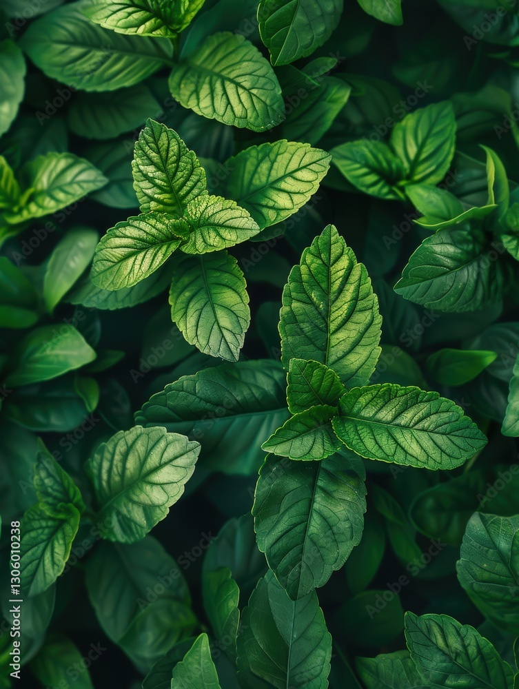 Lush green leaves in a vibrant botanical setting Lush green leaves in a vibrant botanical setting