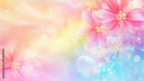 Beautiful background template made of Spring flowers.