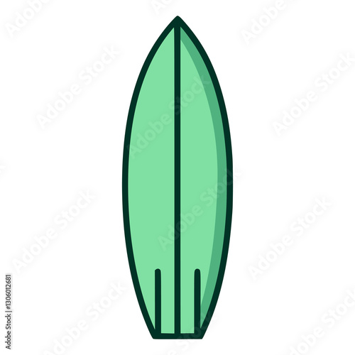 green surf board sport accessories flat color vector illustration template design
