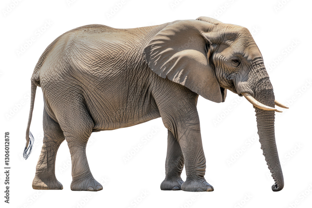 Fototapeta premium An elephant is standing in a side view PNG