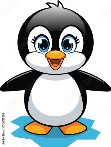 Create a  penguin vector art  color with white background.