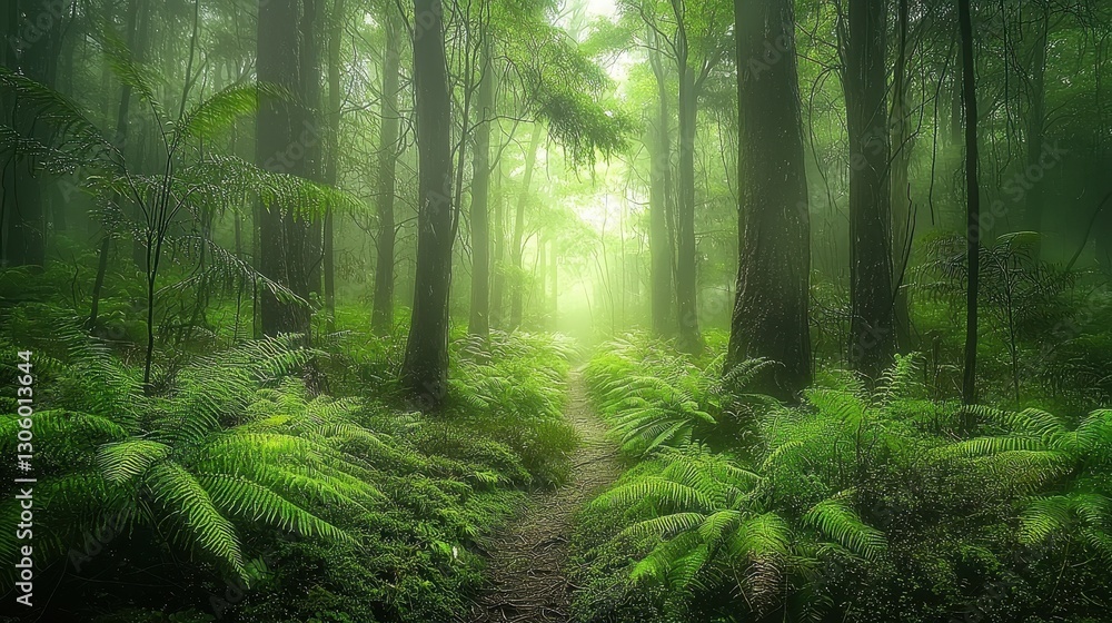 Fototapeta premium Misty Enchanted Forest at Dawn