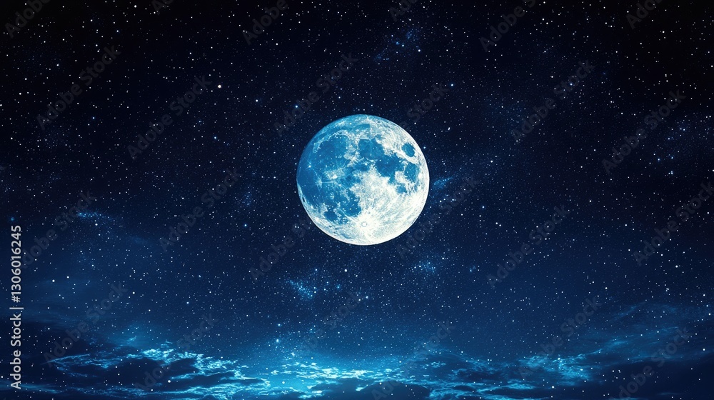 Fototapeta premium Full moon night sky with clouds. Use Astronomy, nature, and space background