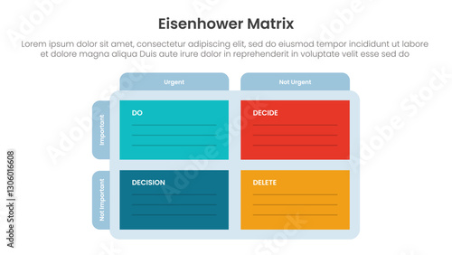 eisenhower matrix infographic template banner with modern table box with empty space line with icon for slide presentation vector