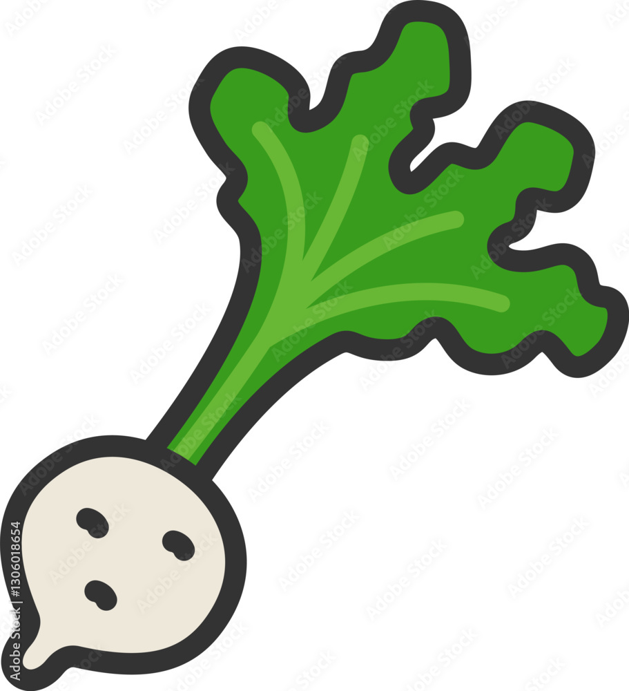野菜のカブのアイコン（線画カラー）のイラスト