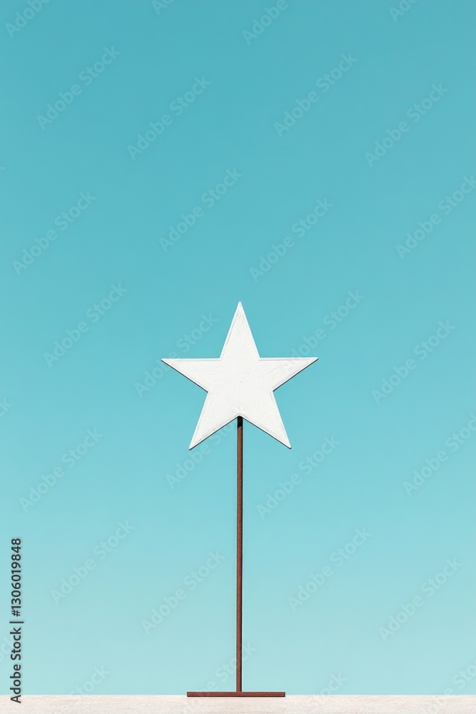 single white star on field of muted blue symbolizing remembrance spacious sky creates serene copy space fostering reflection