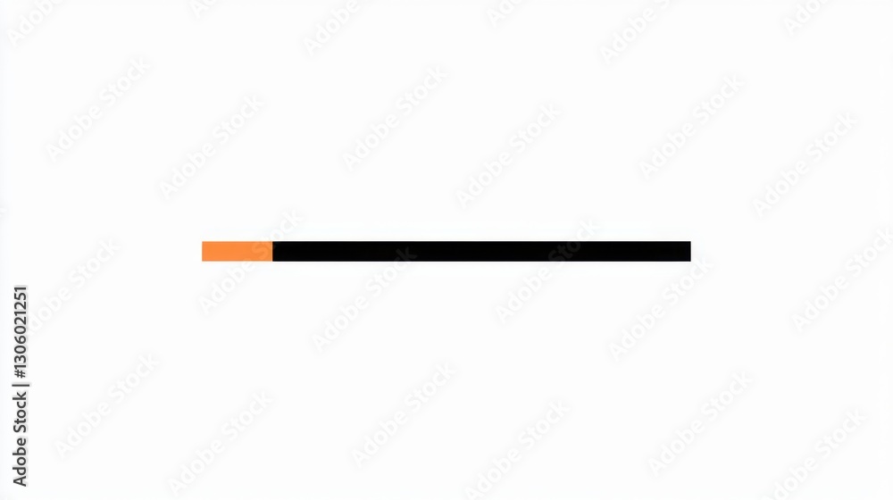Horizontal Black Line with Orange Segment on White Horizontal Black Line with Orange Segment on White