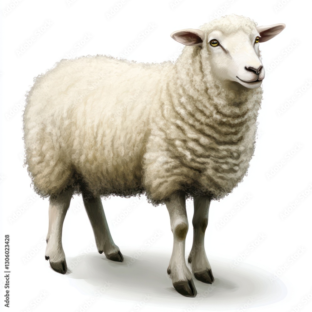 Fototapeta premium Sheep transparent PNG with shadow