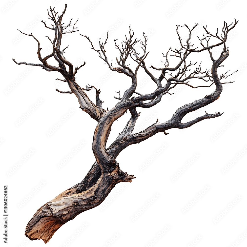 Giant dead tree branch, isolated on a white background, Giant dead tree branch, isolated on a white background,