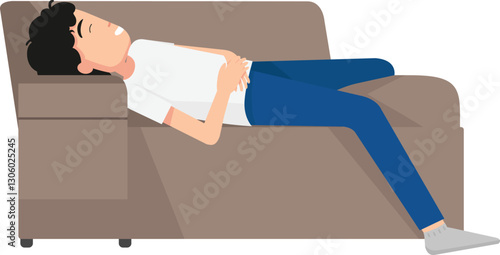 Man Sleeping at Home on Sofa Vector Illustration