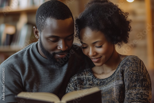 Couple Reading and Praying Together at Home