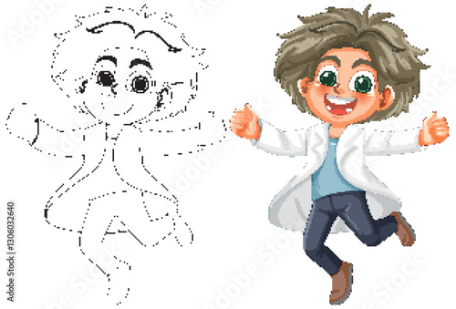 Joyful Scientist Cartoon Character Design