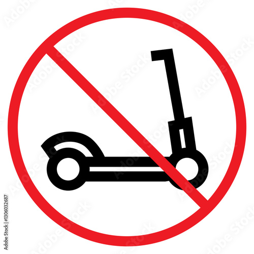 Illustration of No Kick Scooter Sign Icon