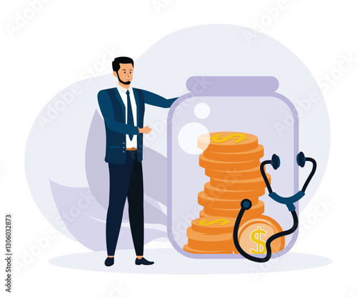 Investment concept. Business Planning for Financial Health With Coins and Savings Symbol