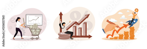 Business project rescue. Stock market movement concept. Profitable investment.