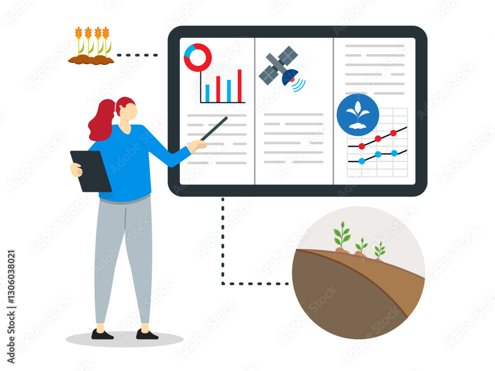 Harvesting data analytics concept. Digital agriculture analytics, farm data technology, earth observation, global agriculture, farm business, soil management Harvesting data analytics concept. Digital agriculture analytics, farm data technology, earth observation, global agriculture, farm business, soil management