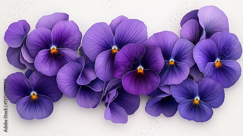 Purple Pansies on White Background (1)