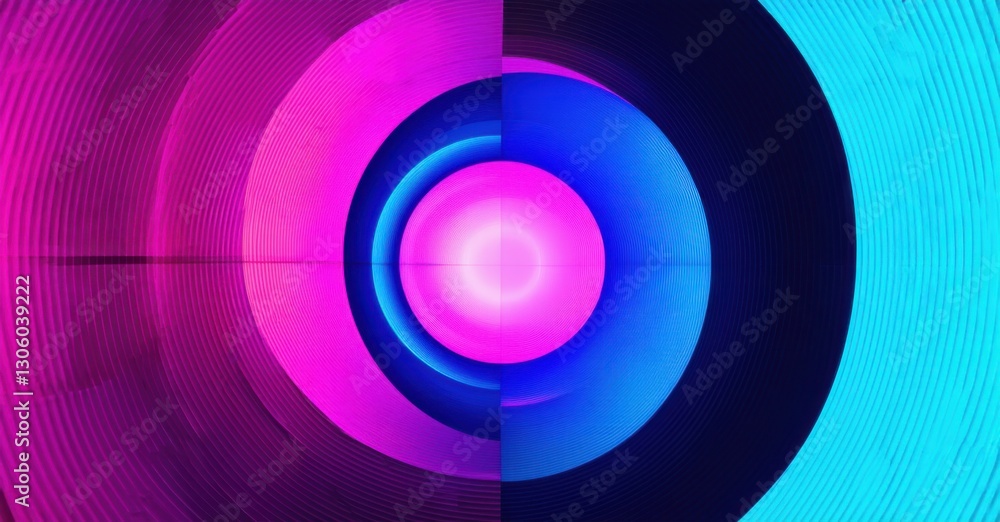 Dynamic neon circular gradient glowing pink deep navy vibrant cyan rings overlapping seamlessly creating abstract geometric illusion of depth Dynamic neon circular gradient glowing pink deep navy vibrant cyan rings overlapping seamlessly creating abstract geometric illusion of depth