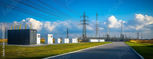 Power station landscape, energy infrastructure, industrial area