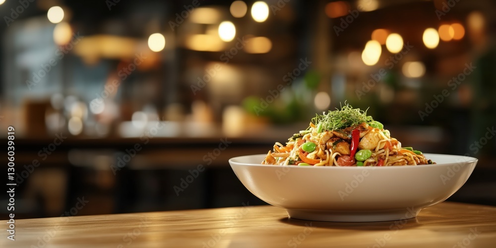 A beautifully presented bowl of Asian-style noodles mixed with colorful vegetables offers a delicious visual feast perfect for food lovers and culinary enthusiasts. A beautifully presented bowl of Asian-style noodles mixed with colorful vegetables offers a delicious visual feast perfect for food lovers and culinary enthusiasts.