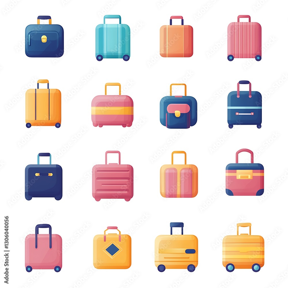 Colorful Suitcase Collection Illustrations Colorful Suitcase Collection Illustrations