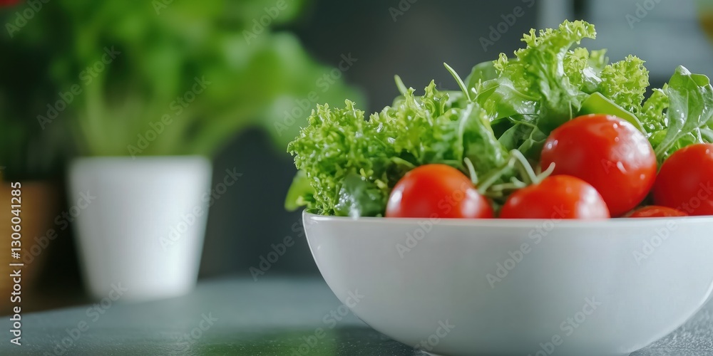 A captivating bowl filled with ripe tomatoes and crisp greens displayed in a bright and inviting setting, perfect for a fresh meal or healthy lifestyle. A captivating bowl filled with ripe tomatoes and crisp greens displayed in a bright and inviting setting, perfect for a fresh meal or healthy lifestyle.